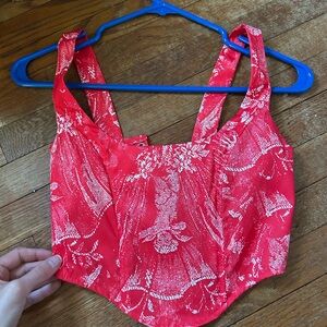 Red and White Patterned Crop Top